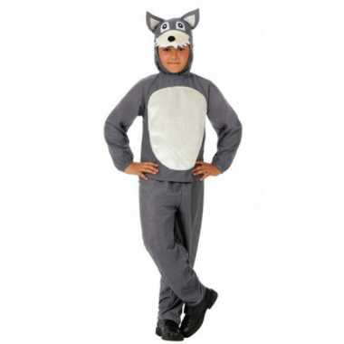 Kinder verkleedkleding grijs wolfje